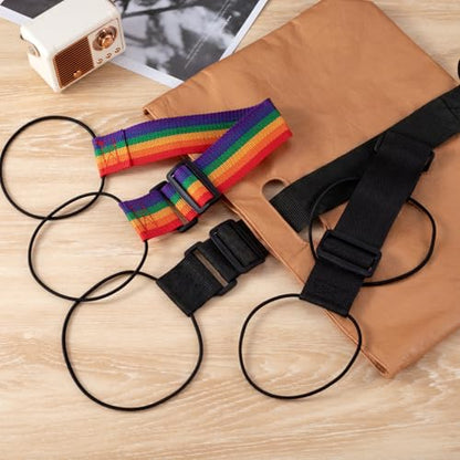4 Pcs Luggage Connector Straps, Adjustable Luggage Straps for Suitcases - color: Black, Rainbow, 4pcs