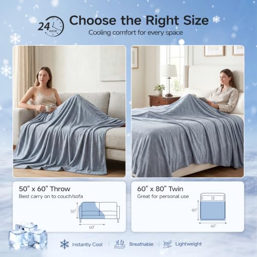 REDKISS Double-Sided Cooling Throw Blanket for Couch, 60" x 80" - color: Blue, size: Twin(60" x 80")