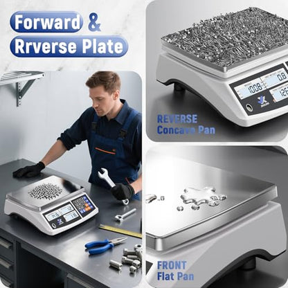 Industrial Counting Scale 40kg/88lb x 0.1g Precision Bench Scale Digital Inventory Counting Weight Scale for Small Parts and Coins, Electronic Gram Scale with Batteries/AC Power, lb/g/kg/oz - style: 40kg x 0.1g