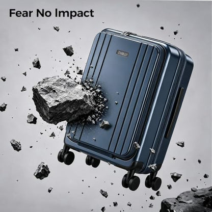 Carry on Luggage Top opening Suitcases, Expandable with Cup&Phone Holder and USB Charging Port,Hardside with Front Pocket Rolling Suitcases with Spinner Wheels & YKK Zippers (Navy, 20 Inch) - color: Navy