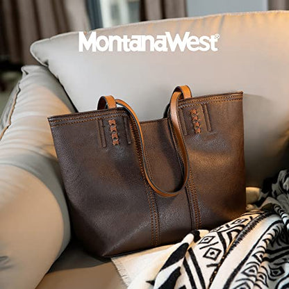 Montana West Tote Bag for Women Top Handle Satchel Purse - color: Dark Coffee