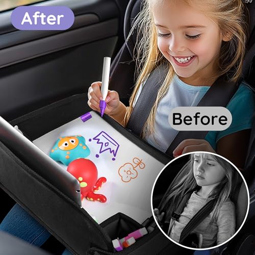 Kids Lap Desk Tray for Road Trip Activities, Portable, Black 2PCS - color: Black-2PCS