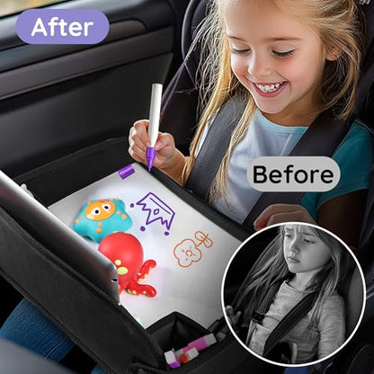 Kids Lap Desk Tray for Road Trip Activities, Portable, Black 2PCS - color: Black-2PCS