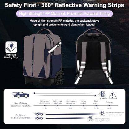 NEW TILAMI 18 Inch Expandable Rolling Backpack Stair-Climbing for School - color: Purple