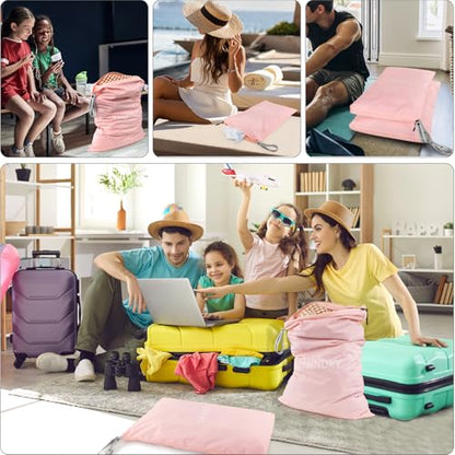 WiseBoy 2-Pack Travel Laundry Bags, Washable Wet Dry Bags for Gym - color: Pink