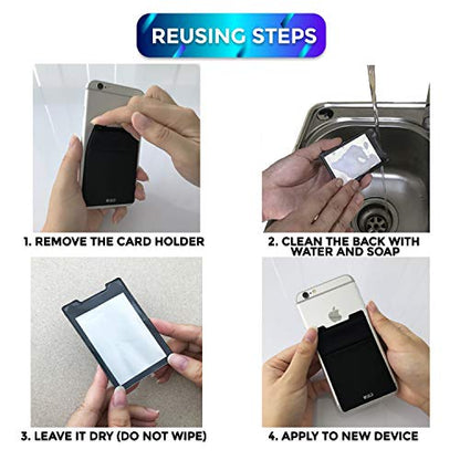 RFID Blocking Phone Card Wallet - Double Secure Pocket - Ultra-Slim Self Adhesive Credit Card Holder Card Sleeves Phone Wallet Sticker All Smartphones(Gold)-2PC - color: Gold