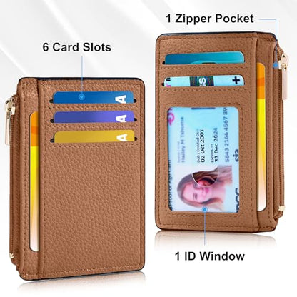 Tipmile Womens Credit Card Holder Wallet, Small Slim RFID Blocking Sleeve - color: Brown