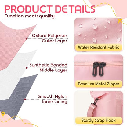 Duffle Bag for Travel with Trolley Sleeve, Gym Bag, Pink - color: Pink