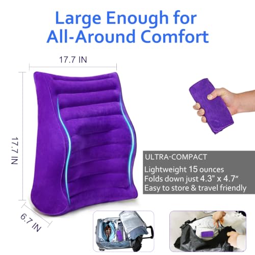 Inflatable Lumbar Pillow for Airplane Travel, S-Curve Lumbar Support Pillow