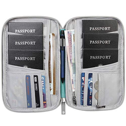 VanFn Passport Wallets, Travel Wallet, RFID Family Passport Holder, Trip Document Organizer (Green) - color: Green