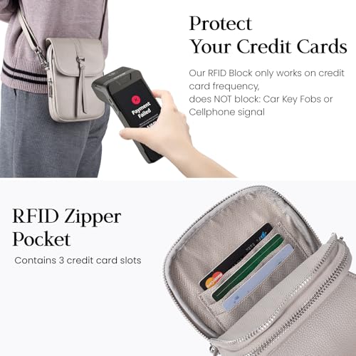 befen Genuine Leather Small Crossbody Bags for Women Cell Phone Purse - color: Beige Grey