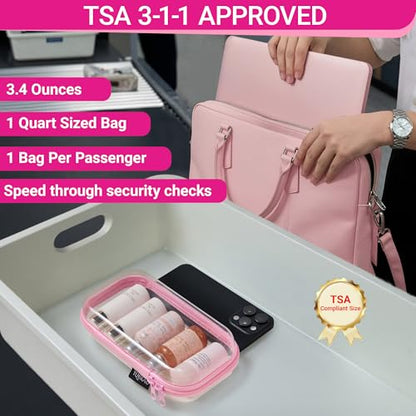 YQBRAO Clear Hard Shell Zipper Cases, 3 Large Travel Organizers, Pink - color: Pink, size: 3 Pack(L)