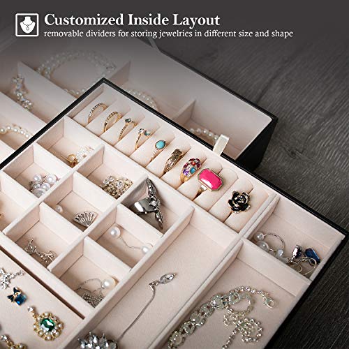 ProCase 2 Layers Jewelry Box for Women -Black - color: Black-ff1