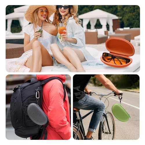 LTGEM Glasses Case Hard Shell, Hard Sunglasses Travel Case for Women Men, Large Eyeglass Cases with Clip and Cleaning Cloth - color: Pink