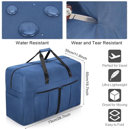 Large Duffel Bag for Travel, Foldable Storage Bag for Traveling, Collapsible Duffle Bag (Blue, 110L) - color: Blue