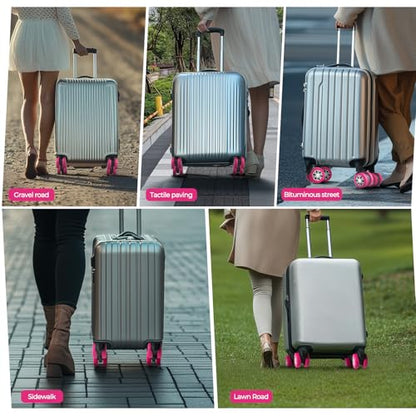 8Pcs Upgrade Luggage Wheel Covers, Travel Accessories (Hot Pink) - color: Hot pink