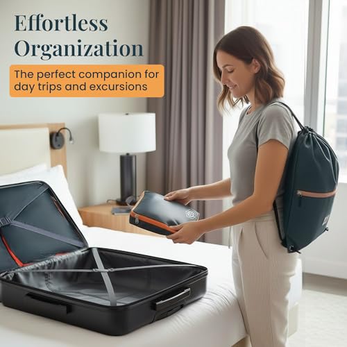 TRIPPED Travel Gear Extra Large Compression Packing Cubes 6-Piece Set - color: Grey/Orange