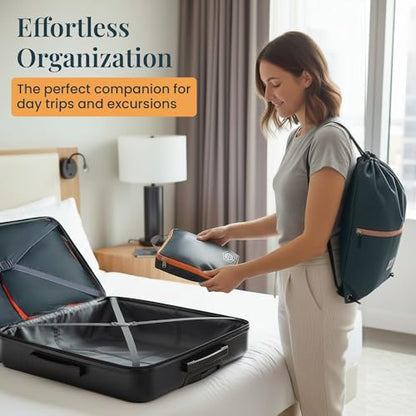TRIPPED Travel Gear Extra Large Compression Packing Cubes 6-Piece Set - color: Grey/Orange