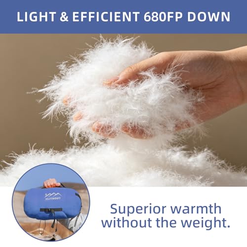 3-in-1 Lightweight Down Sleeping Bag for Adults and Teens | with Detachable Hood,Compact, 20°F 32°F 45°F Rectangular Down Blanket Sleeping Bag,Camping Hiking and Backpacking Outdoor - color: blue 1000g filling