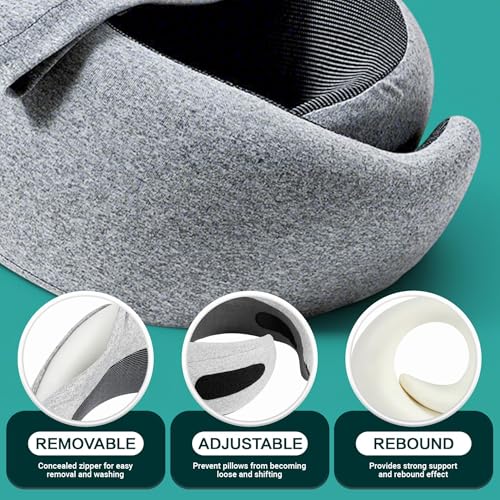 Travel Pillow with Hood - Memory Foam Neck Pillow for Airplane