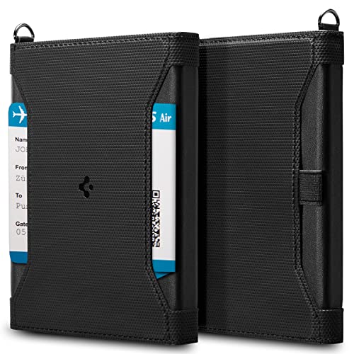 Spigen Life Passport Card Cover Holder, RFID Blocking | Travel Document Organizer, SIM Card Pin Included - Black - color: Black