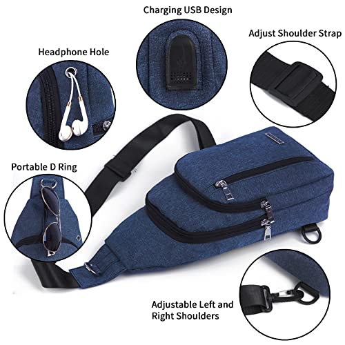 Seoky Rop Small Sling Bag Crossbody for Men Women One Strap Shoulder Cross Body Bag Sling Backpack for Travel - color: Blue