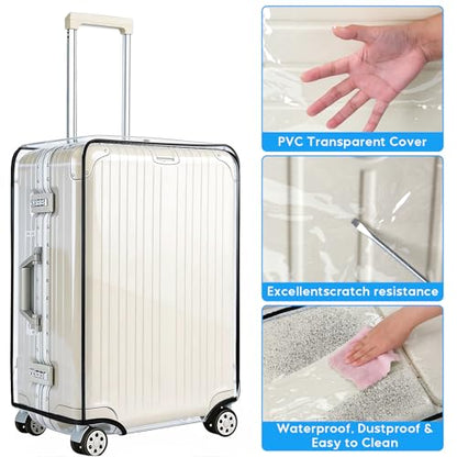 Yotako 슈트케이스 커버 프로텍터 수하물 커버 50.8cm(20인치), 61cm(24인치), 71.1cm(28인치),, 80%투명 20%블랙, 지퍼 없음 - color: 80%투명 20%블랙, size: 26inch