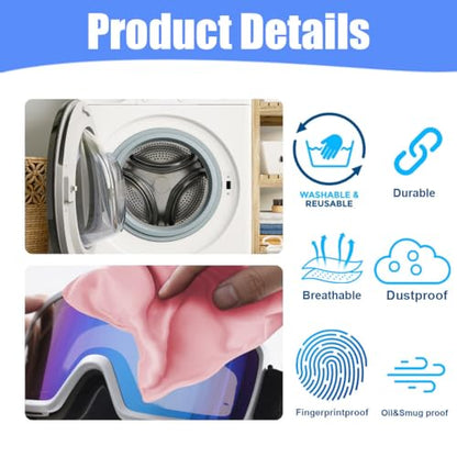 Microfiber Drawstring Bags, Multi-Size Soft Protective Pouches for Shoes, Ski Goggles, Sunglasses, Handbags & Camera Lenses - color: Pink