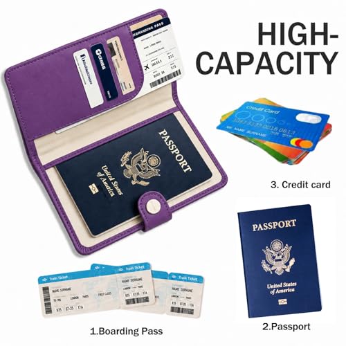 ZOPPEN Passport Holder RFID Blocking Travel Wallet, Lilac Purple - color: Purple