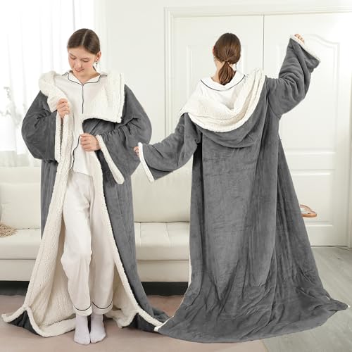 ESTINGO Wearable Heated Blanket with Foot Pocket, Heated Electric Blanket - color: Grey, size: 50"x70"