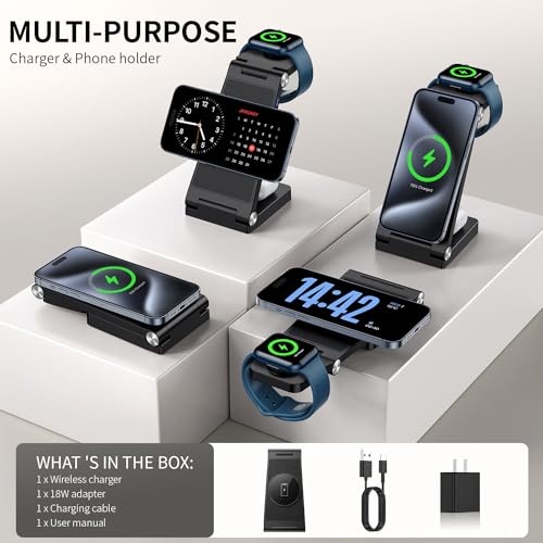 RYND 2026 Traveling Wireless Mag-Safe Fast Charging Station,Magnetic 3 in 1 Charger with Light for iPhone 16 15 14 13 12 Pro Max Plus,Apple Watch Series & Air pods 4 3 2 Pro-Gifts for Wife & Husband - color: Light Yellow