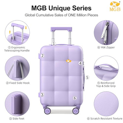 MGB 24 inch Luggage with Spinner Wheels TSA Travel Suitcase, Purple - color: Purple, size: Checked 24 Inch