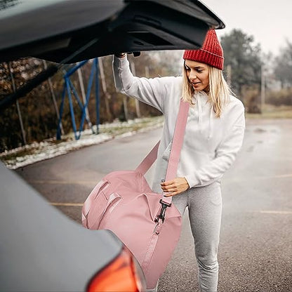 Capolo Expandable Travel Duffle Bag Weekender Overnight Bags for Women Men - color: Pink, size: Large
