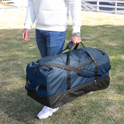 32" 1680D Oxford Duffle Bag w/Wheels, 110L-140L, Navy - color: Navy