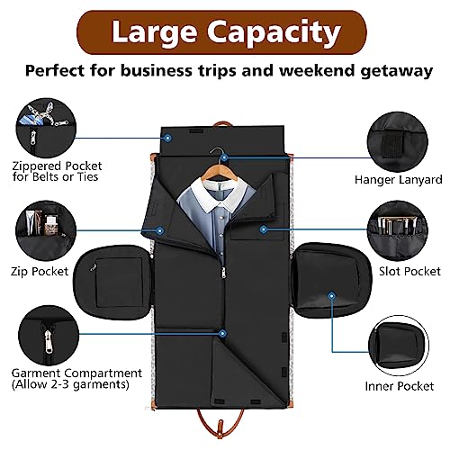 Convertible 2-in-1 Garment Bags for Travel with Waterproof Shoe Compartment - color: F-Grey Leopard