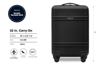 Travelers Club Skyline 22" Carry-On Spinner Luggage, Black - color: Black