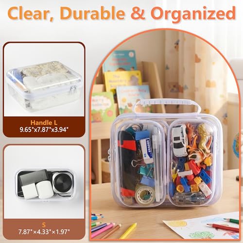 Travel Essentials for Toiletries,Clear Hard Shell Zipper Case (Handle L+4S) - size: Handle L+4S