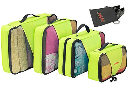 Valyne Packing Cubes 4-pcs Set, Luggage Travel Organizer Bags with a Free Laundry/shoe Bag