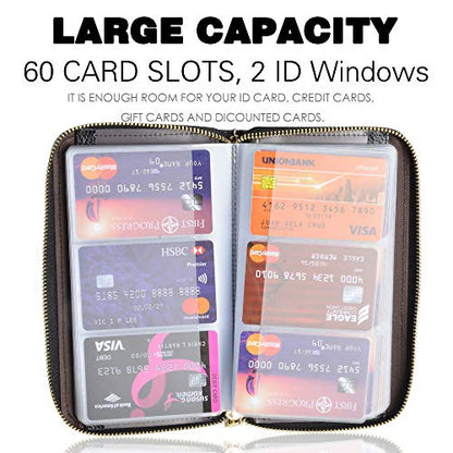 Easyoulife Credit Card Holder Wallet Womens Zipper Leather Case Purse RFID Blocking - color: Black