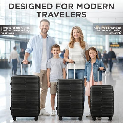 IZOD Romeo 3 Piece Expandable Hardside Luggage Set, Black - color: Black, size: 3 Piece Set