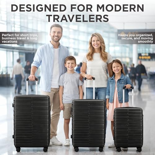 IZOD Romeo 3 Piece Hardside Expandable Luggage Set with Spinner Wheels - color: Black, size: 3 Piece Set