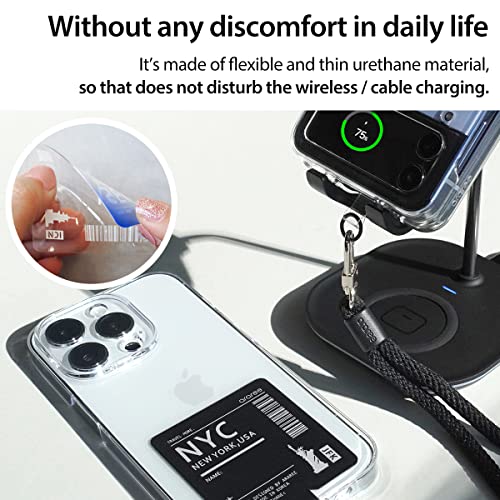 araree Travel More, Phone Lanyard Part for Phone Strap, Universal Phone Tether Tab Without Adhesive with Safety Lanyard Patch Featuring Air Flight Ticket Boarding Pass Design (1 Unit) - NYC CLEAR - color: NYC CLEAR