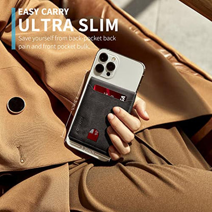 RUNBOX Wallet for Men, Slim Leather Bifold, RFID Blocking Card Holder - color: Rock Gray
