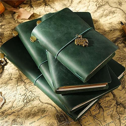 Genuine Leather TN Travel Notebook Protective Cover Journal Sketchbook Planner Agenda Diary Personal Organizers Noteboo (Green A5) - color: Green A5