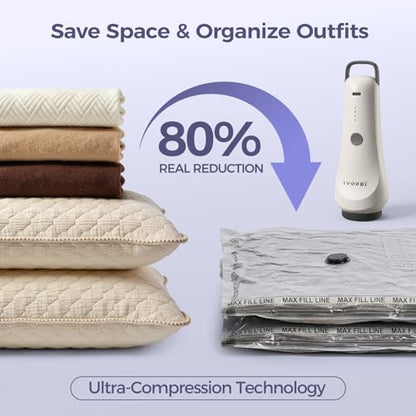 Travel Vacuum Bags with Electric Pump, 80% Space Saver, 9-Piece - style: 9 Combo Travel Size