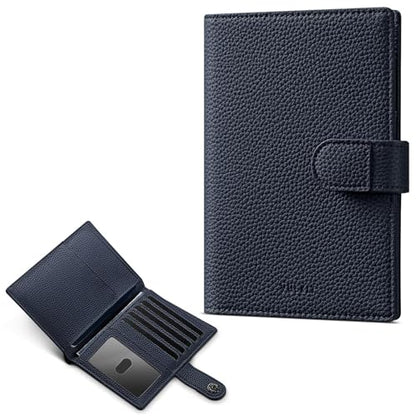 VULKIT Dual Passport Wallet for RFID 2 Passports Holder - color: Navy