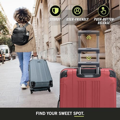 Kenneth Cole REACTION Out of Bounds Lightweight Hardshell 4-Wheel Spinner Luggage, Scarlet Red, 28-Inch Checked - color: Scarlet Red, size: 28-Inch Checked