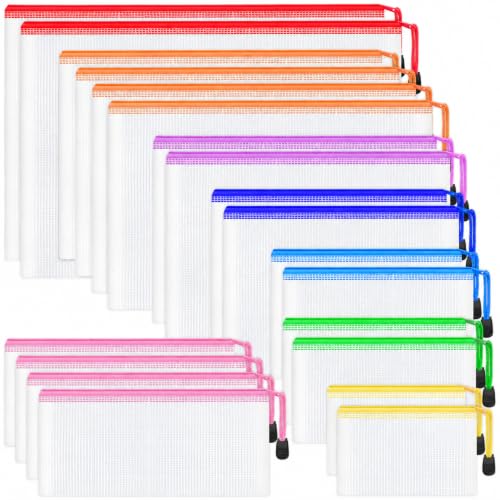 Smarpau 20pcs Mesh Zipper Pouch Bags,8 Sizes 8 Colors Plastic Pencil Pouch - size: Multisizes-20pcs