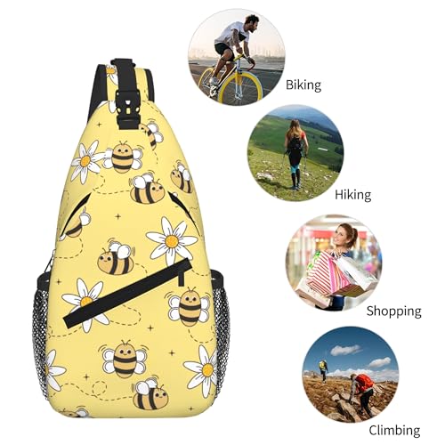 Women's Hiking Daypack Sling Bag Crossbody Backpack - Bee | Polyester,10L, Lightweight, Anti-Theft, Water Resistant - color: Bee