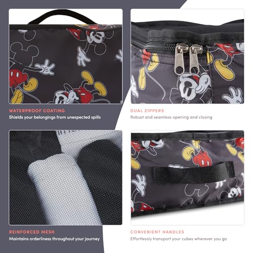 Disney Packing Cubes for Travel – 5 Piece Compression Set, Mickey Minnie Stitch Pooh Luggage Organizer Bags - color: Black
